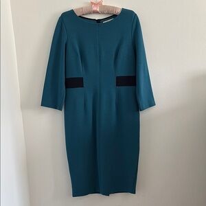 Boden Blue Sheath Dress Bateau Neck 3/4 Sleeve